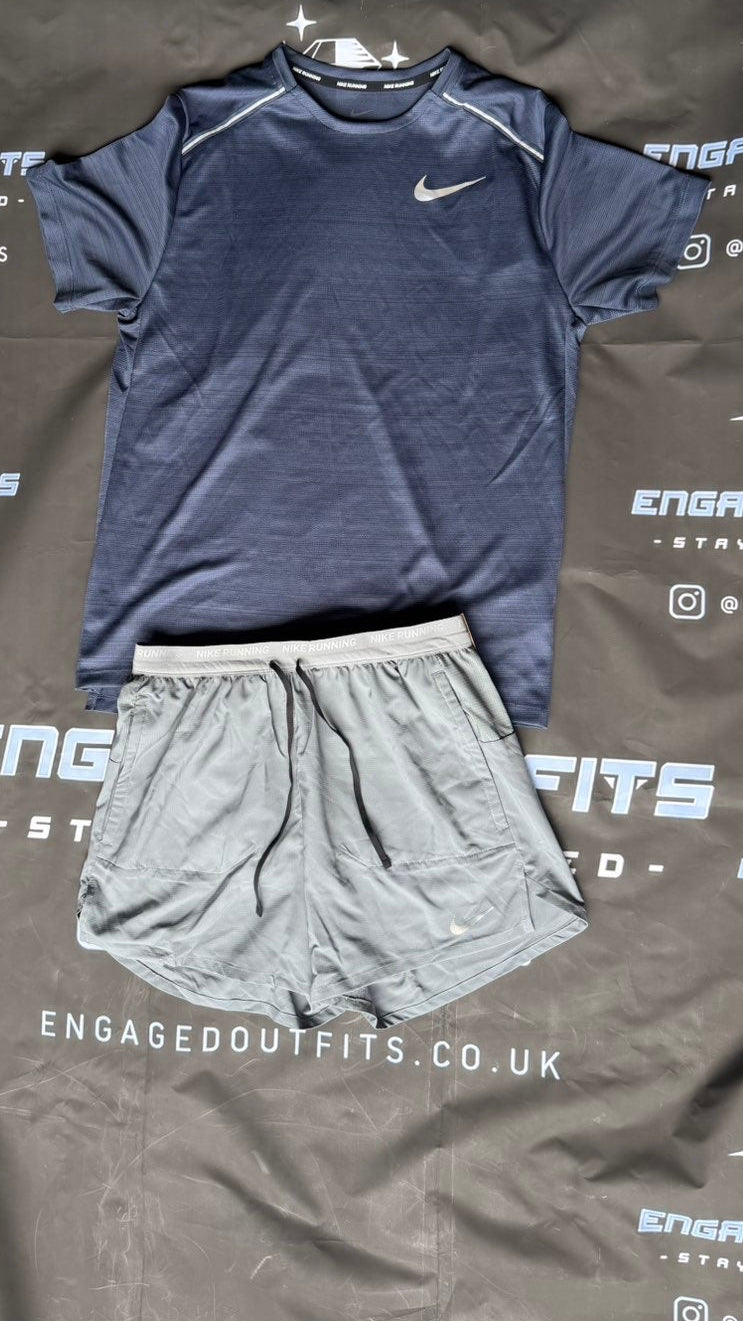 Nike Dri-FIT Miller Running Set Navy/Grey – Medium – Brand New With Tags