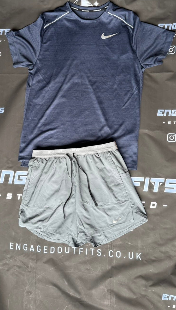 Nike Dri-FIT Miller Running Set Navy/Grey – Medium – Brand New With Tags
