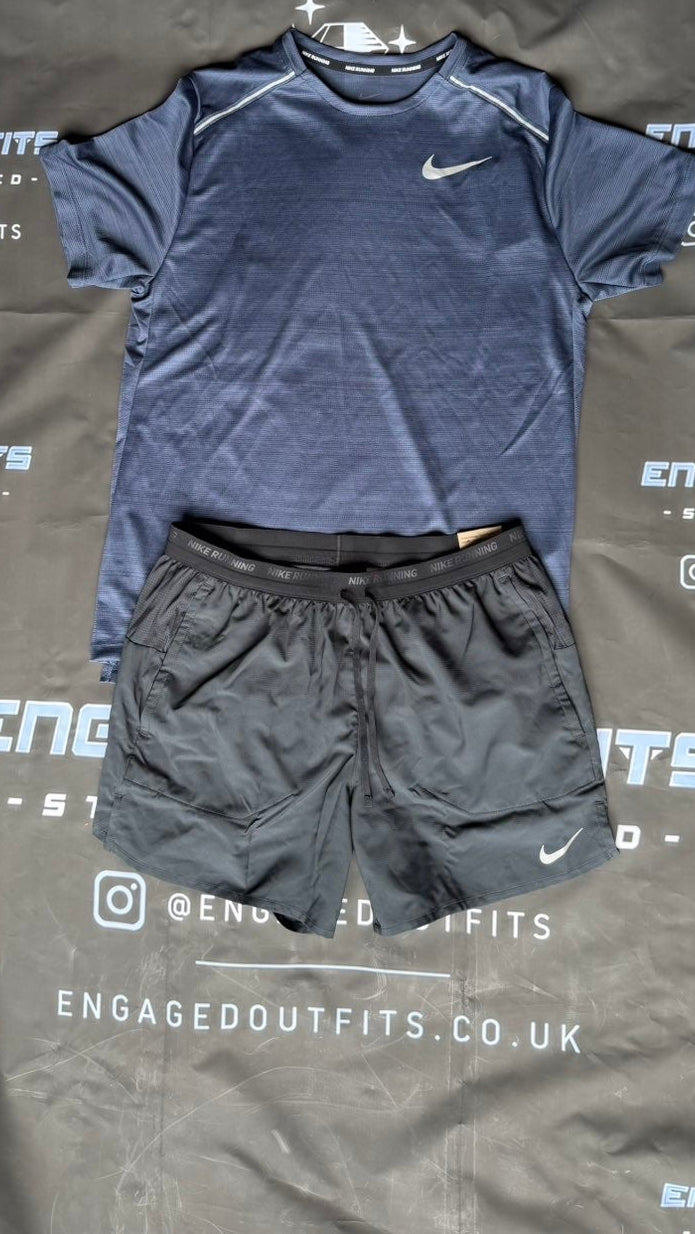 Nike Dri-FIT Miller Running Set Navy/Black – Medium – Brand New With Tags