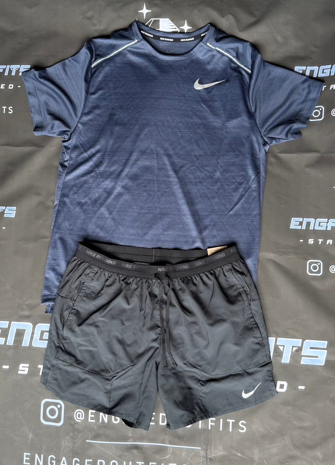 Nike Dri-FIT Miller Running Set Navy/Black – Medium – Brand New With Tags