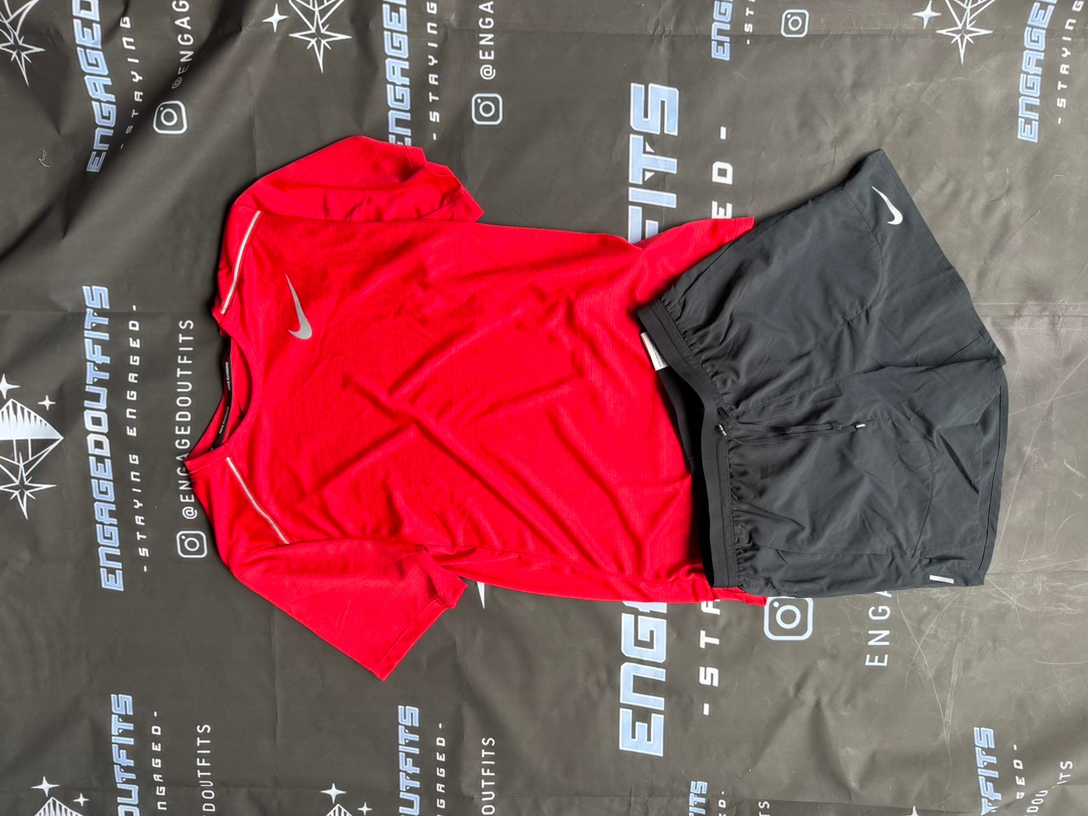 Nike Dri-FIT Miller Running Set Red/Black – Small – Brand New With Tags