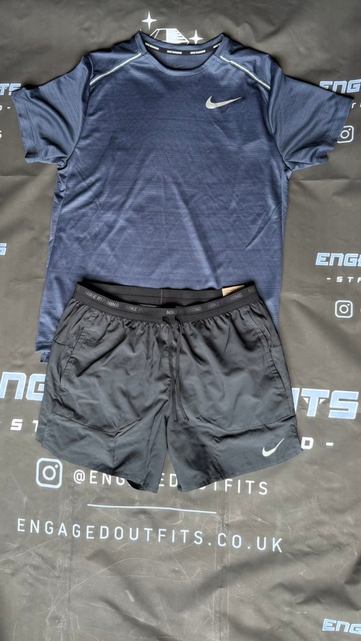 Nike Dri-FIT Miller Running Set Navy/Black – Medium – Brand New With Tags