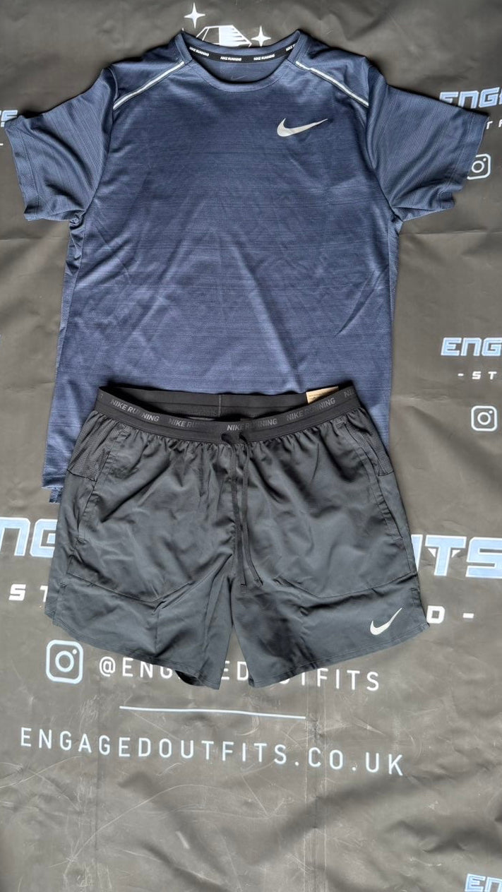 Nike Dri-FIT Miller Running Set Navy/Black – Medium – Brand New With Tags