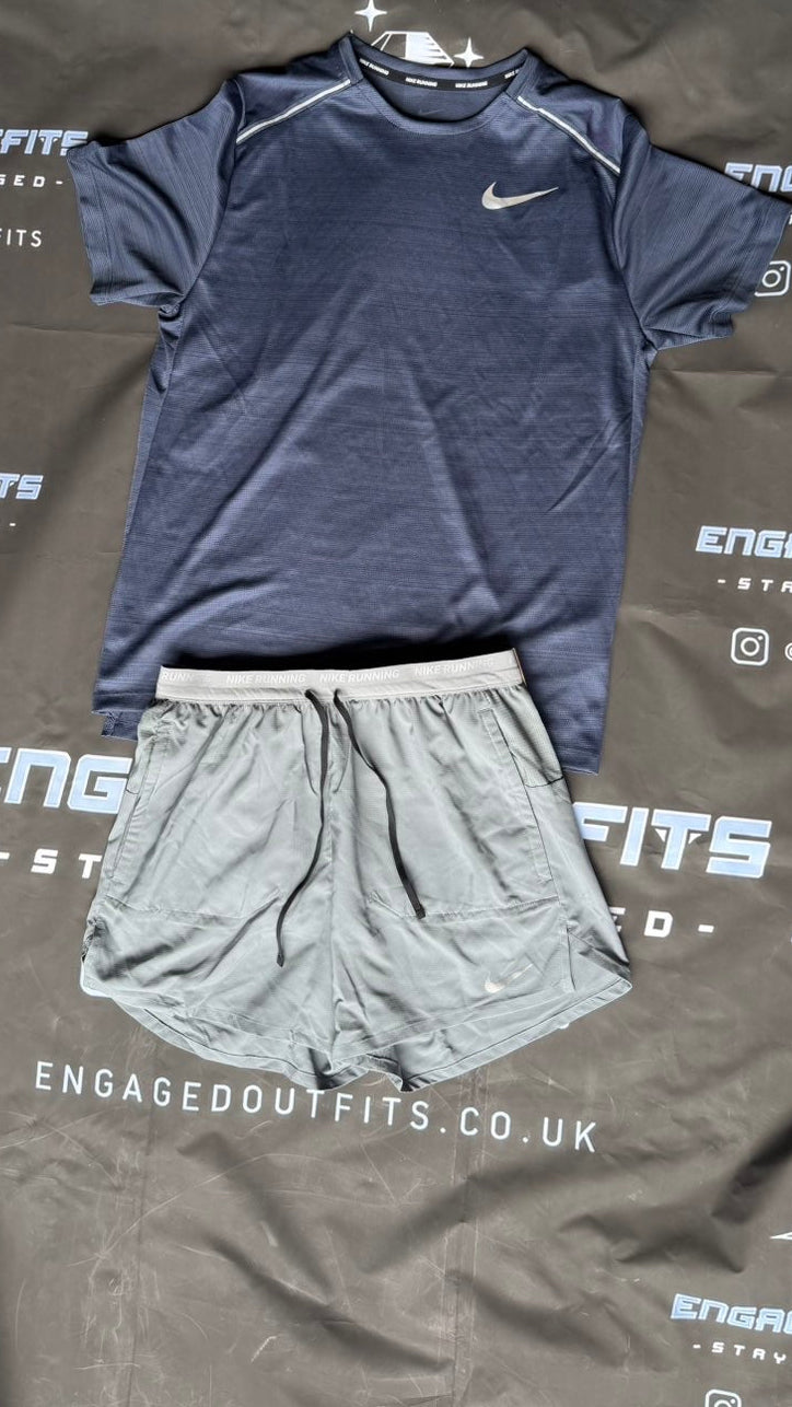 Nike Dri-FIT Miller Running Set Navy/Grey – Medium – Brand New With Tags