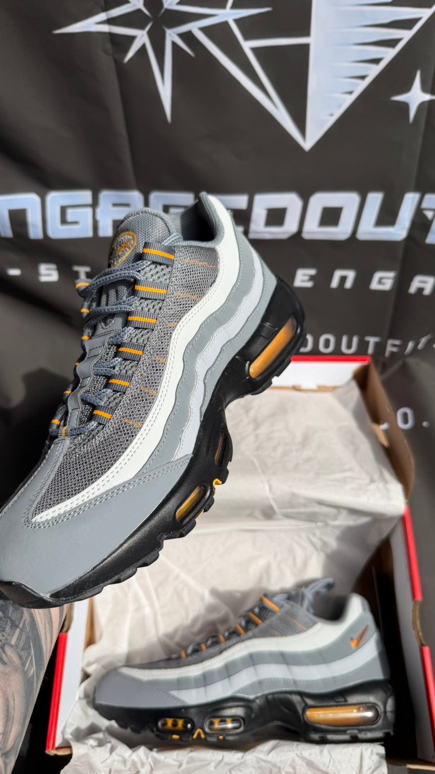 Nike Air Max 95 wolf Grey Orange Trainers UK 9 Men’s Shoes