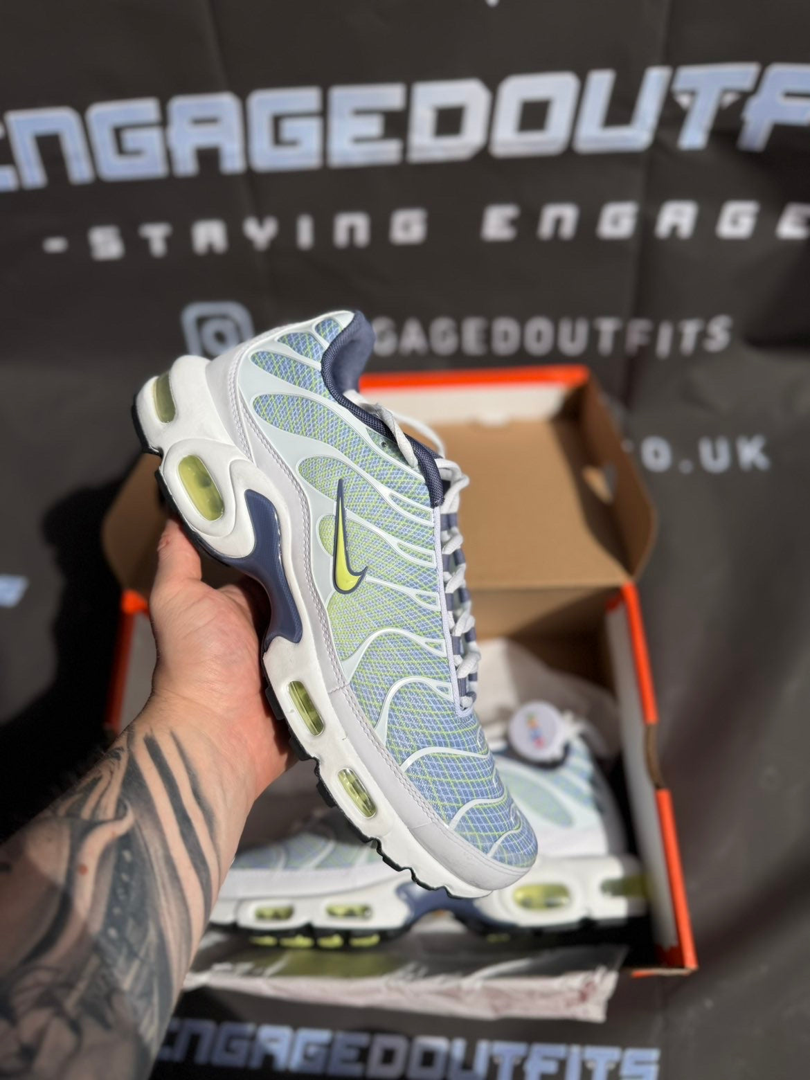 Nike Air Max Plus TN Pebble Grey Lime UK 10